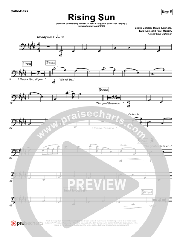 Rising Sun Cello/Bass (All Sons & Daughters)