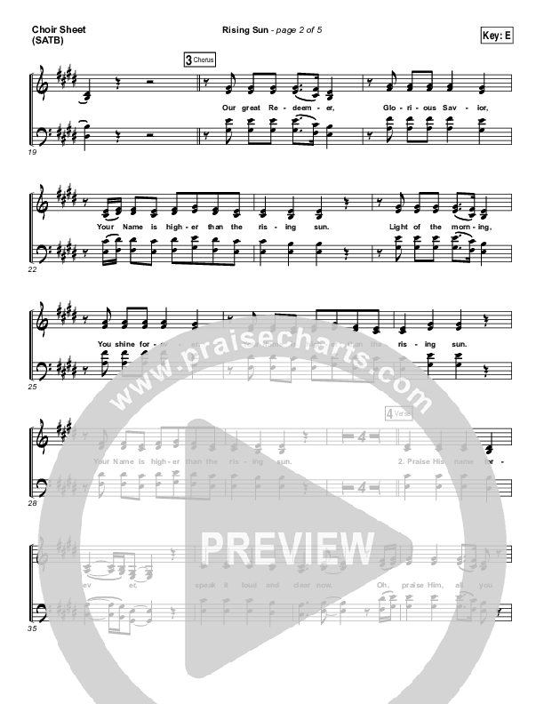 Rising Sun Choir Sheet (SATB) (All Sons & Daughters)