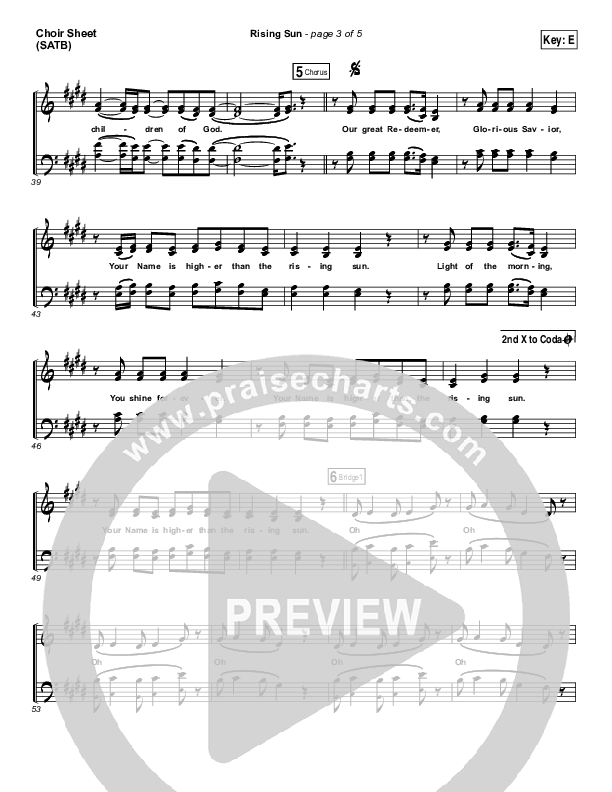 Rising Sun Choir Vocals (SATB) (All Sons & Daughters)