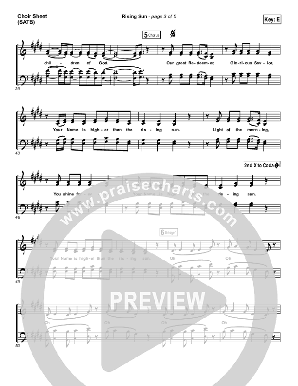 Rising Sun Choir Sheet (SATB) (All Sons & Daughters)