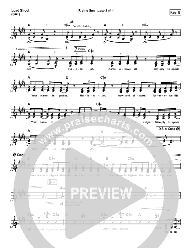 Rising Sun Lead Sheet (SAT) (All Sons & Daughters)