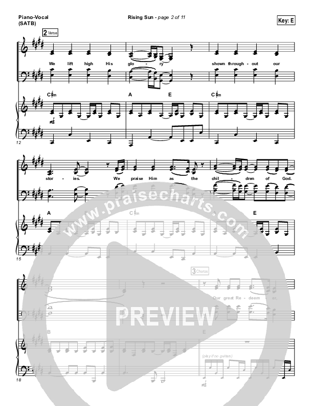 Sunrise (Acoustic) Chords PDF (River Valley AGES) - PraiseCharts