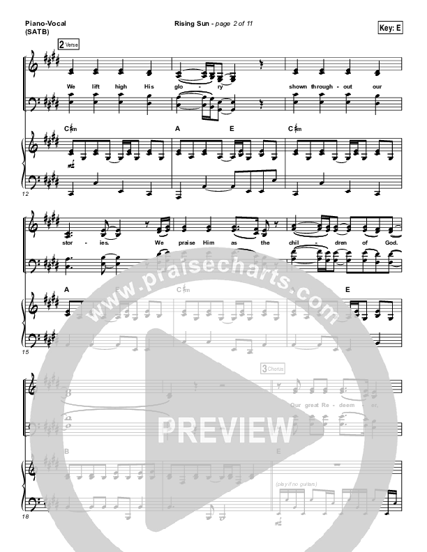 Rising Sun Piano/Vocal (SATB) (All Sons & Daughters)