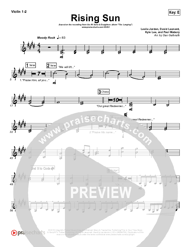 Rising Sun Violin 1/2 (All Sons & Daughters)