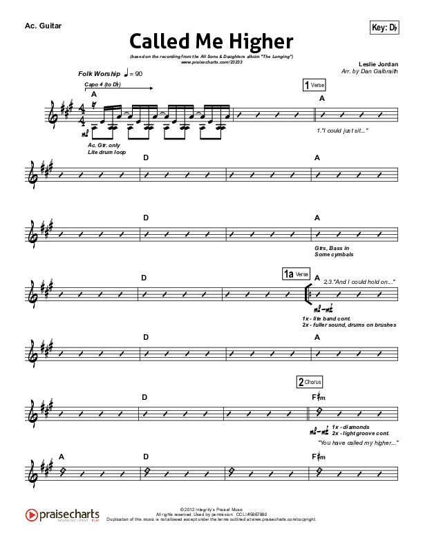 Called Me Higher Acoustic Guitar (All Sons & Daughters)