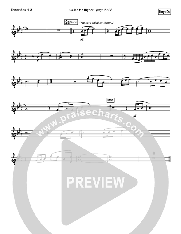 Called Me Higher Tenor Sax 1/2 (All Sons & Daughters)
