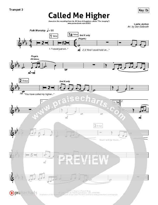 Called Me Higher Trumpet 3 (All Sons & Daughters)