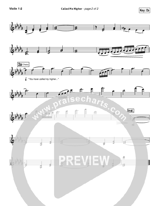 Called Me Higher Violin 1/2 (All Sons & Daughters)