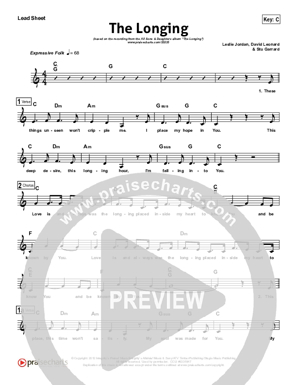 The Longing Lead Sheet (All Sons & Daughters)