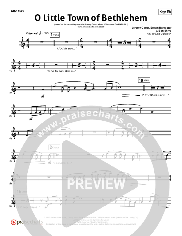 O Little Town Of Bethlehem Alto Sax (Jeremy Camp)