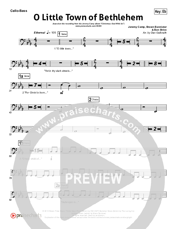 O Little Town Of Bethlehem Cello/Bass (Jeremy Camp)