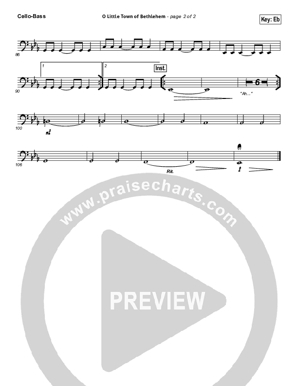 O Little Town Of Bethlehem Cello/Bass (Jeremy Camp)