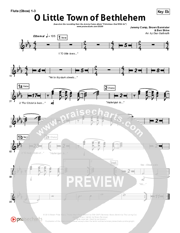 O Little Town Of Bethlehem Flute/Oboe 1/2/3 (Jeremy Camp)