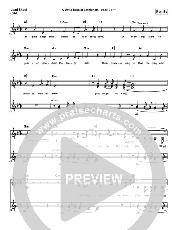 O Little Town Of Bethlehem Lead Sheet (Jeremy Camp)