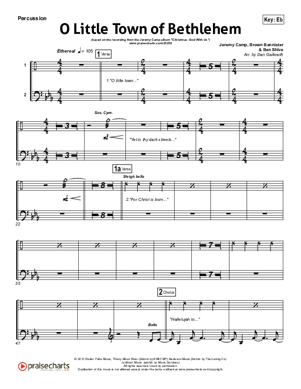 O Little Town Of Bethlehem Percussion (Jeremy Camp)