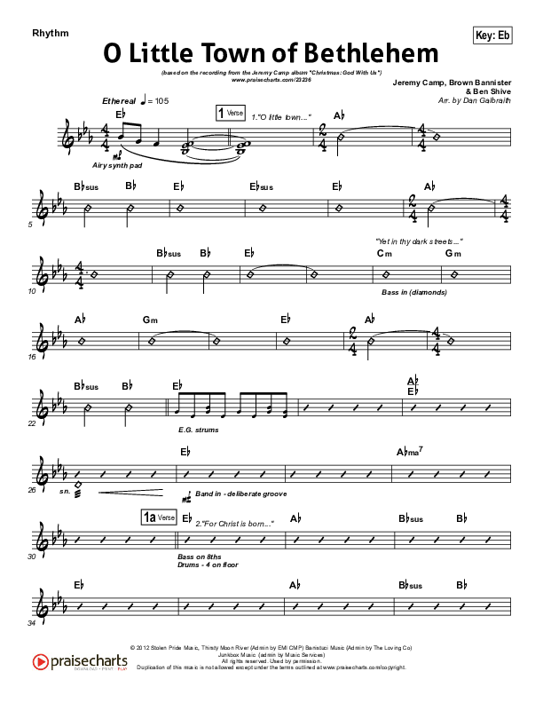 O Little Town Of Bethlehem Rhythm Chart (Jeremy Camp)