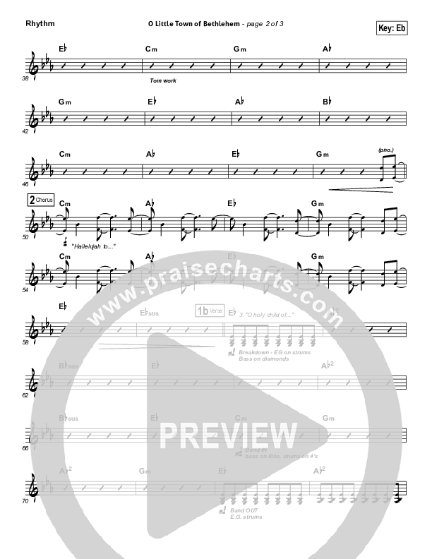 O Little Town Of Bethlehem Rhythm Chart (Jeremy Camp)