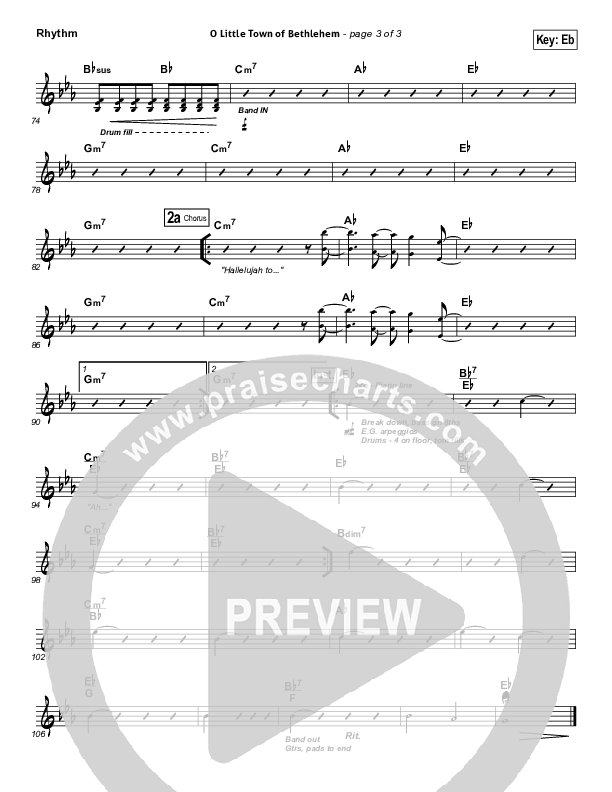 O Little Town Of Bethlehem Rhythm Chart (Jeremy Camp)