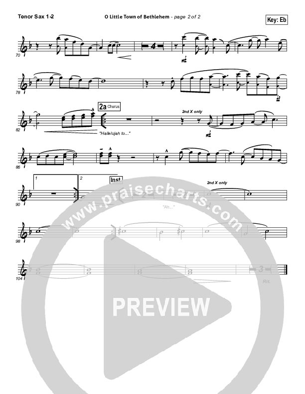 O Little Town Of Bethlehem Tenor Sax 1/2 (Jeremy Camp)