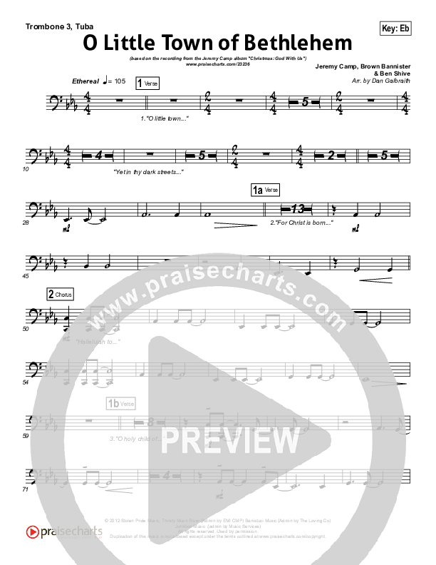 O Little Town Of Bethlehem Trombone 3/Tuba (Jeremy Camp)