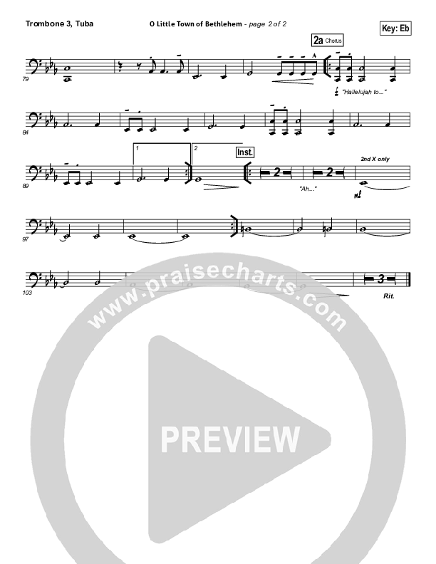 O Little Town Of Bethlehem Trombone 3/Tuba (Jeremy Camp)