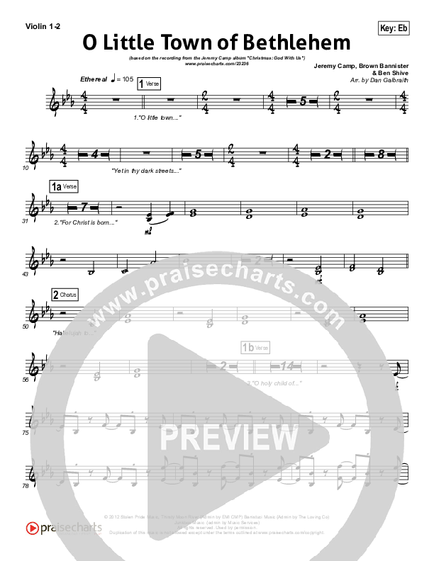 O Little Town Of Bethlehem Violin 1/2 (Jeremy Camp)