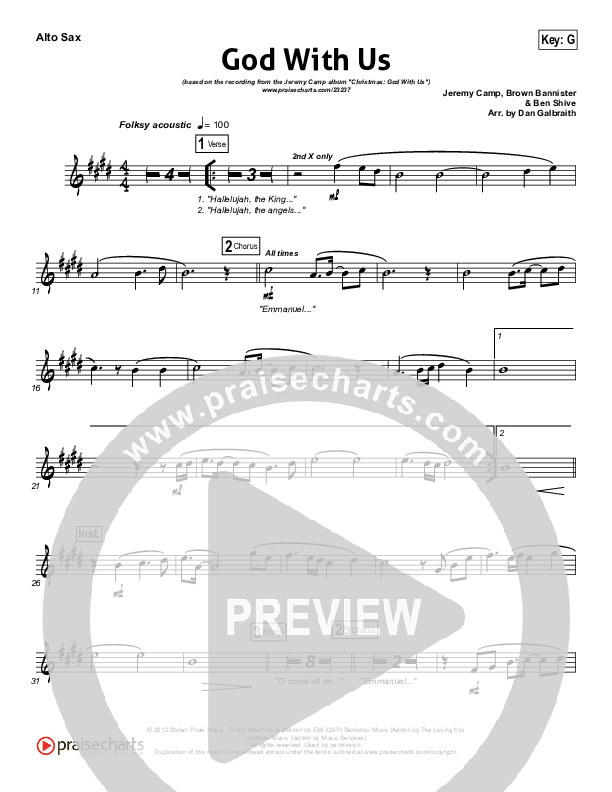 God With Us Alto Sax (Jeremy Camp)