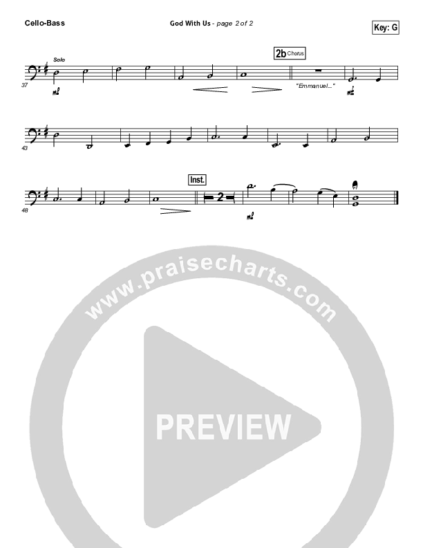 God With Us Cello/Bass (Jeremy Camp)