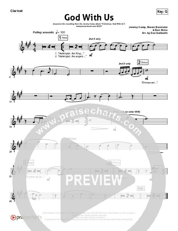 God With Us Clarinet (Jeremy Camp)