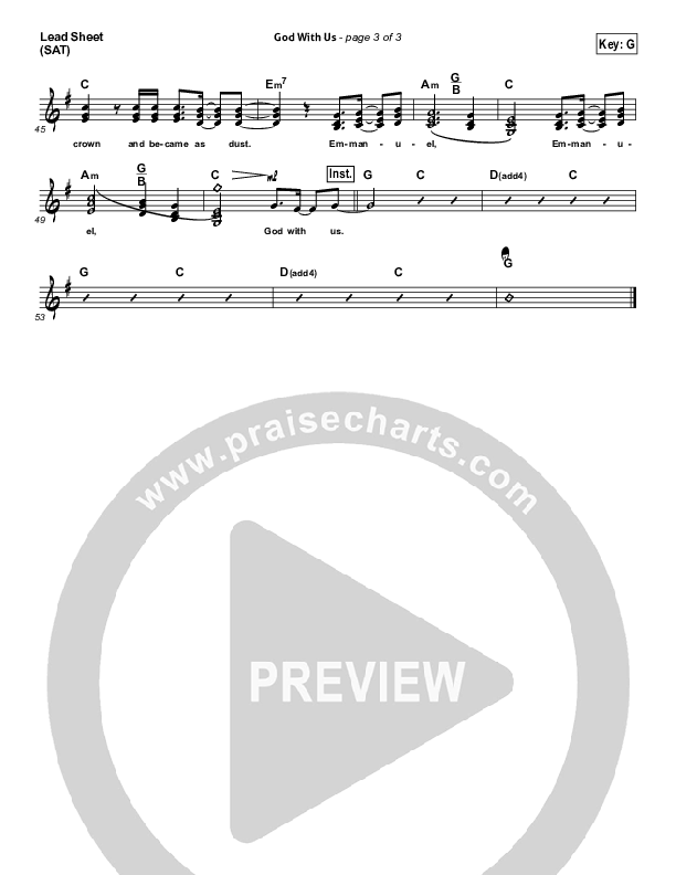God With Us Lead Sheet (SAT) (Jeremy Camp)