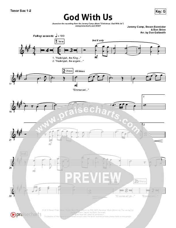 God With Us Tenor Sax 1/2 (Jeremy Camp)