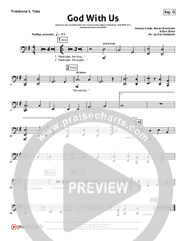 God With Us Trombone 3/Tuba (Jeremy Camp)