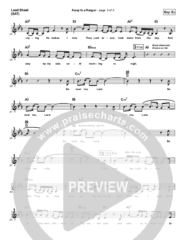 Away In A Manger Lead Sheet (SAT) (Jeremy Camp)