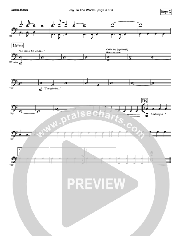 Joy To The World Cello/Bass (Jeremy Camp)