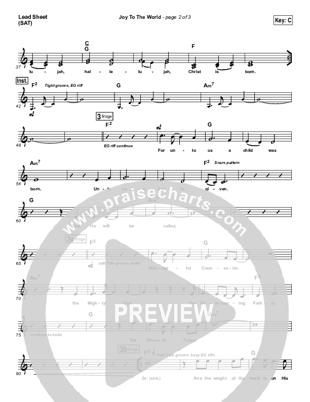 Joy To The World Lead Sheet (Jeremy Camp)