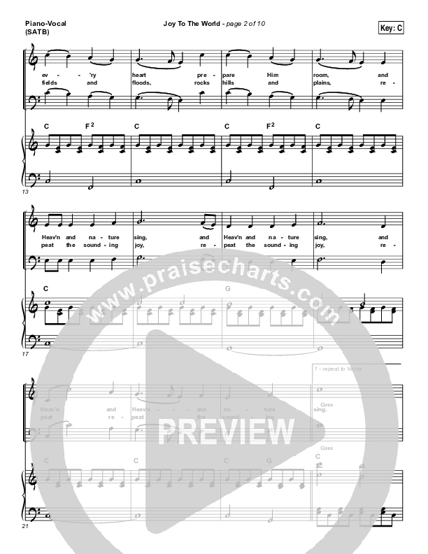 Joy To The World Piano/Vocal (SATB) (Jeremy Camp)