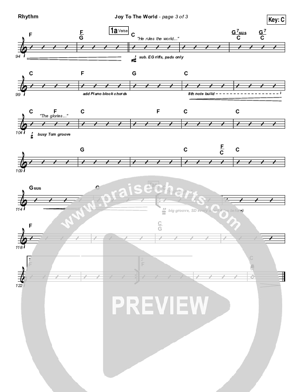 Joy To The World Rhythm Chart (Jeremy Camp)