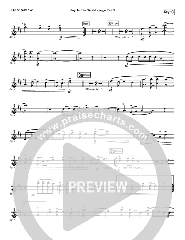 Joy To The World Tenor Sax 1/2 (Jeremy Camp)