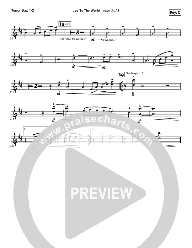 Joy To The World Tenor Sax 1/2 (Jeremy Camp)