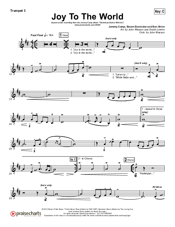 Joy To The World Trumpet 3 (Jeremy Camp)