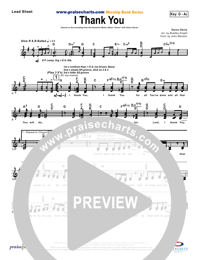 I Thank You Sheet Music Pdf Geron Davis Praisecharts