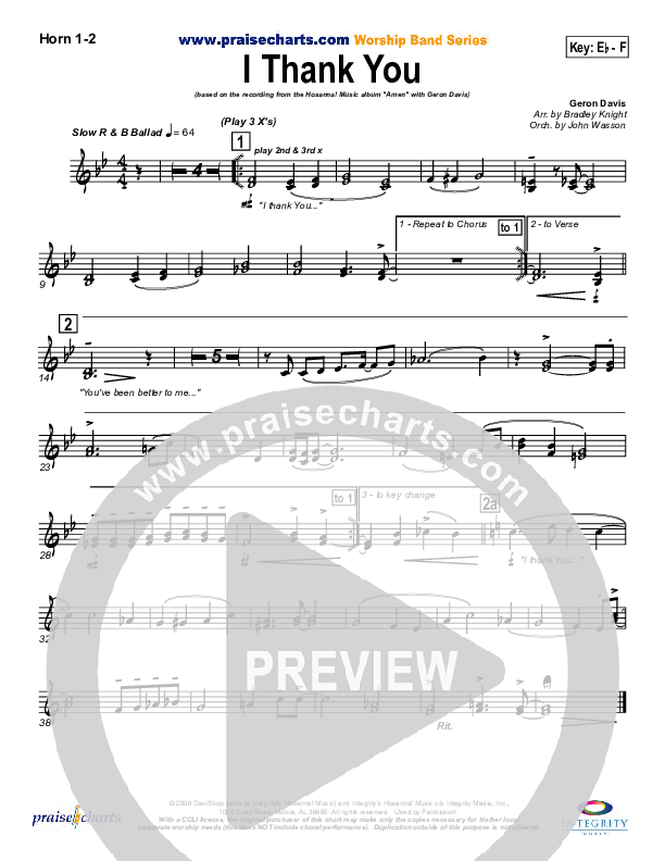 I Thank You Brass Pack (Geron Davis)