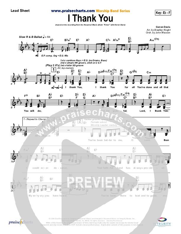 I Thank You Lead Sheet (SAT) (Geron Davis)