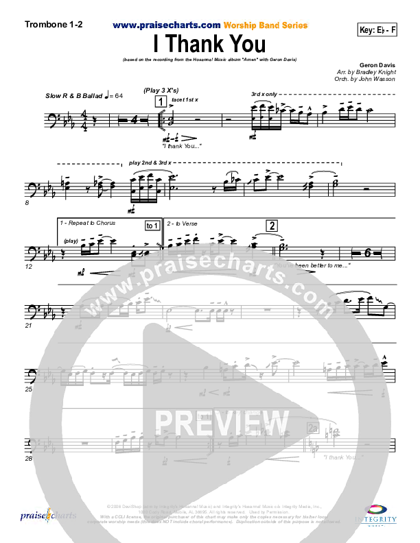 I Thank You Trombone 1/2 (Geron Davis)