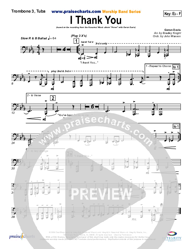 I Thank You Trombone 3/Tuba (Geron Davis)