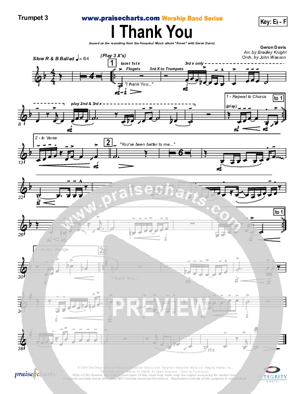 I Thank You Brass Pack (Geron Davis)