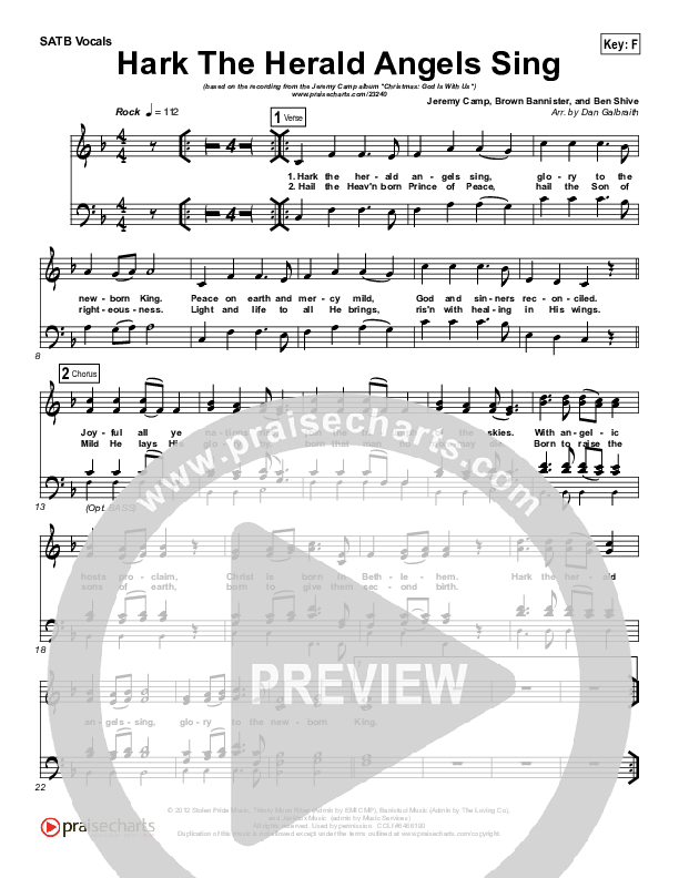 Hark The Herald Angels Sing Choir Sheet (SATB) (Jeremy Camp)