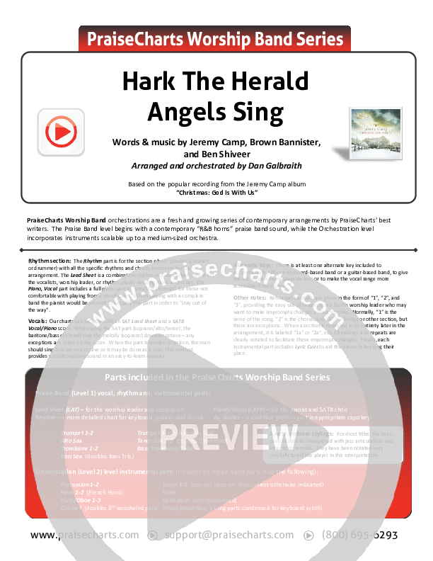 Hark The Herald Angels Sing Cover Sheet (Jeremy Camp)