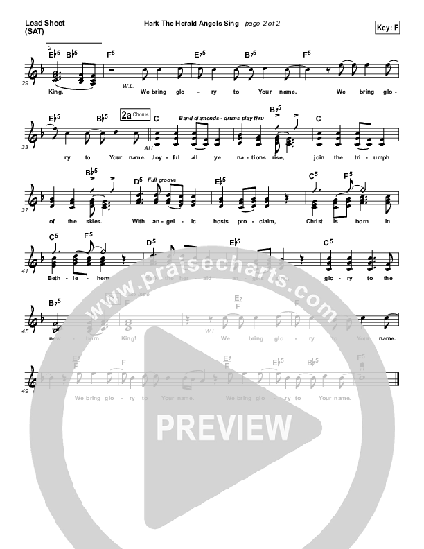 Hark The Herald Angels Sing Lead Sheet (SAT) (Jeremy Camp)