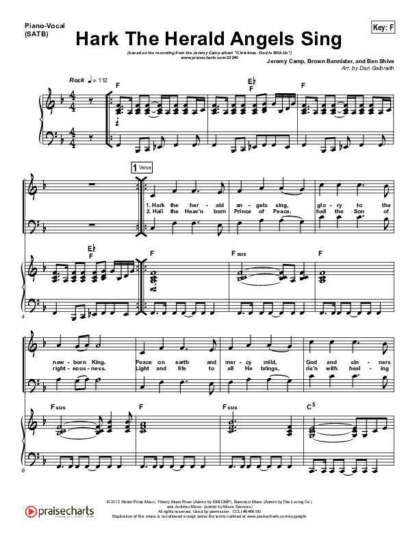 Hark The Herald Angels Sing Piano/Vocal (SATB) (Jeremy Camp)
